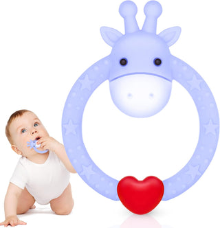 SHARE&CARE Baby Teething Toys for Girls and Natural Organic Fruit Feeder Pacifier/Baby Teether Chew Toys Fresh Food Feeder/ 1 Teethers and 1 Feeder with 3 Silicone Sacs(Blue2)