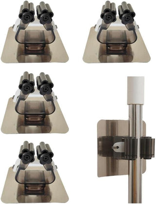 TopZetta Mop Holder Self Adhesive No-Drilling Anti-Slip Broom Hanger Hooks – Wall Mount Storage Tools Organizer for Home Improvement, Laundry, Bathroom, Kitchen, Garden Tools (Pack of 4, Classic)