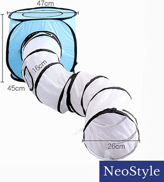 NeoStyle Cat Tunnel Tube,Cat Toys Interactive,Foldable Rabbit Tunnel,Multi-way Cat Tunnels,with Play Ball,for Indoor Cats, Puppy, Kitty, Kitten, Rabbit (2 Tunnel(Black))