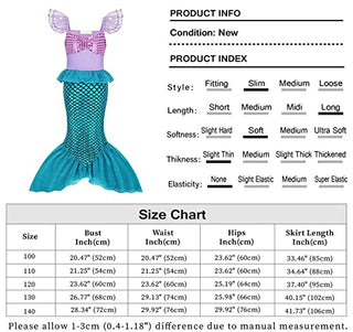 WonderBabe Little Girl Mermaid Princess Dresses Ariel Costume for Grils Birthday Party Halloween Cosplay Outfit with Accessories