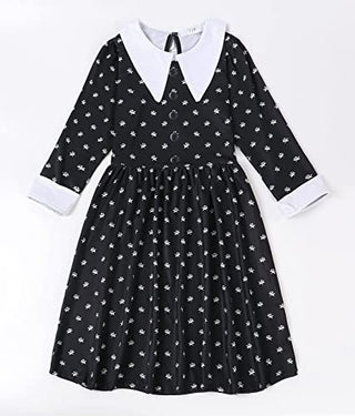 AmzBarley Girls Addams Costume Little Kids Addams Family Dress Up for Halloween Cosplay Birthday Party