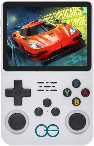 QuantumG - R36S Retro Handheld Game Console with 3.5 Inch IPS HD Display, Linux System, 1000 Inbuilt Games, 64GB Game Card – Compact Pocket Video Game (Purple)