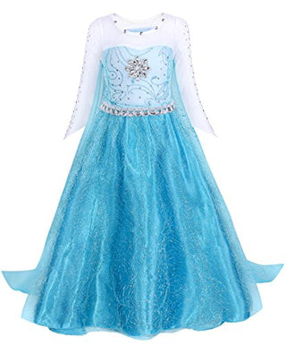 WonderBabe Girls Snow Queen Costume Kids Princess Coronation Dress Up Halloween Birthday Party Cosplay Outfit with Accessory Set 1-12 Years