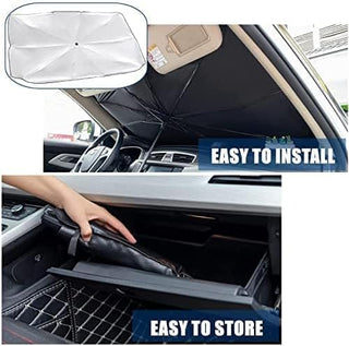 TDOO Car Sun Shade,for Car Front Windshield, Car Umbrella Sun Shade Cover, Foldable UV Reflector And Heat, Sunshade for Cars, Fits Most Vans SUVS (57 x 31 In) (A), Black