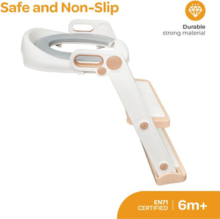 MOON Kids Step Stool Potty Trainer Seat-Safe, Durable - Foldable Potty Training Seat|PU Seat Cushion | Armrests| AntiSlip Pads| SplashProof & Easy to Clean |Fit Most Toilet Seats-Pink and Purple