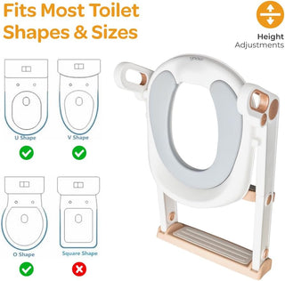 MOON Kids Step Stool Potty Trainer Seat-Safe, Durable - Foldable Potty Training Seat|PU Seat Cushion | Armrests| AntiSlip Pads| SplashProof & Easy to Clean |Fit Most Toilet Seats-Pink and Purple