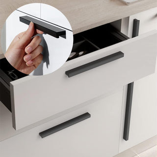 Goo-Ki Cabinet Handles 12 PCS - Black Drawer Pulls 5 in (128mm) Hole Centers - Tilted Solid Drawer Handles for Kitchen Cabinet Pulls - Finger Pull