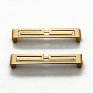 Mou 4 Pcs of Chinese Cabinet Hardware Handles, Drawer Pulls, Closet Handles Stylish Golden Copper Handles Double-Hole Handle