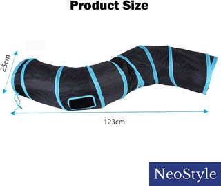 NeoStyle Cat Tunnel Tube,Cat Toys Interactive,Foldable Rabbit Tunnel,Multi-way Cat Tunnels,with Play Ball,for Indoor Cats, Puppy, Kitty, Kitten, Rabbit (2 Tunnel(Black))