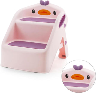 U-HOOME Foldable Toddler Step Stool for Kids Kitchen Bathroom Sink,Toilet Steps Potty Training Stool,Dual Height 11" Kitchen Helper Plastic Poop Stools Ladder with Handles Nursery Foot Stools (Blue)