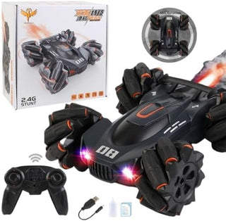 MONOCUS™ RC Car Stunt Toy, 2.4GHz Remote Control Car, Gesture Sensor Kids Car with Lights, Music, and Spray Launcher.