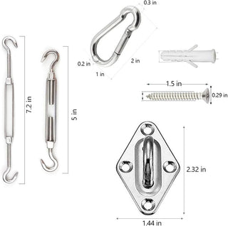 YOFIT Shade Sail Hardware Kit 6 inch for Triangle Rectangle Sun Shade Sail Installation, 304 Grade Stainless for Garden Outdoors, 80 Pcs