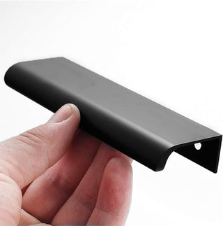 JOOJA 10 Pack Modern Style Finger Edge Pull Furniture DrawerHandles Hidden Cabinet Kitchen Drawer Handles Knobs,Black 150mm