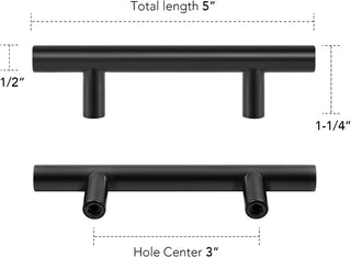 Home Expert 10 Pack 7.38'' Matte Black Cabinet Pulls Stainless Steel Cabinet Handles 7-3/8 inch Length Matte Black Drawer Pulls 5 inch Hole Center Kitchen Drawer Pulls
