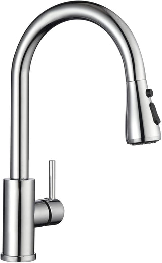 DAYONE Waterfall Kitchen Sink Tap with Pull Out Sprayer, Matte Black Kitchen Faucet Raindance 3 Modes, Modern Stainless Steel 1 Hole Sink Mixer, 360° Swivel & Single Handle, DAY-CR2546