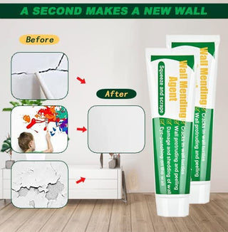 Wall Mending Agent Wall Repair Paste Kit: Drywall Repair Putty, Safe Wall Repairing Ointment，Wall Crack Repair Cream with Scraper, for Wall Wood Plaster Surface Repair, Easy to Fill (100g x2 Sets)