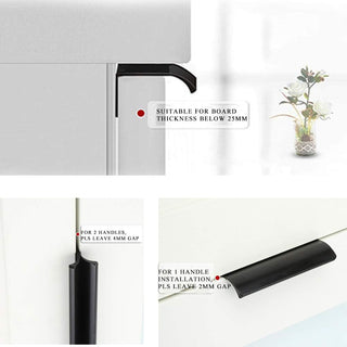 JOOJA 10 Pack Modern Style Finger Edge Pull Furniture DrawerHandles Hidden Cabinet Kitchen Drawer Handles Knobs,Black 150mm