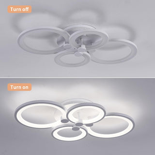 Qcyuui Dimmable Modern Ceiling Light, Acrylic LED Round Flush Mount Lighting Fixtures, 56W 4-Lights 56cm Indoor White Ceiling Lamp with Remote for Living Room Kitchen Bedroom Dining Room Office