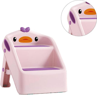 U-HOOME Foldable Toddler Step Stool for Kids Kitchen Bathroom Sink,Toilet Steps Potty Training Stool,Dual Height 11" Kitchen Helper Plastic Poop Stools Ladder with Handles Nursery Foot Stools (Blue)