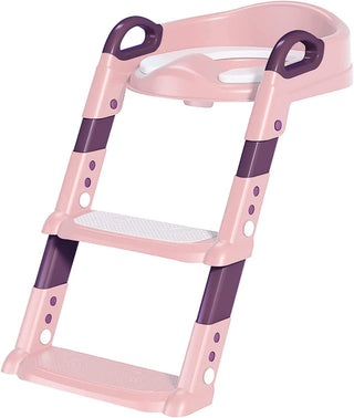 Height Adjustable Foldable Training Seat with Step Stool, Splash Guard Toilet Seat Trainer Used In Most Toilets, Children's Ladder Potty Chair Sturdy 80Kg Suitable for Children Aged (GREY)