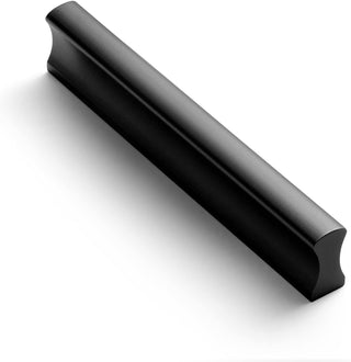 Goo-Ki Cabinet Handles 12 PCS - Black Drawer Pulls 5 in (128mm) Hole Centers - Tilted Solid Drawer Handles for Kitchen Cabinet Pulls - Finger Pull