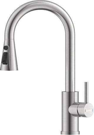 DAYONE Waterfall Kitchen Sink Tap with Pull Out Sprayer, Matte Black Kitchen Faucet Raindance 3 Modes, Modern Stainless Steel 1 Hole Sink Mixer, 360° Swivel & Single Handle, DAY-CR2546