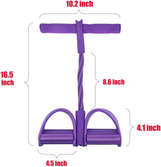 DOUBLEFUN Pedal Resistance 4-Tube Pull Rope with Foot Pedal Abdominal Exerciser Equipment Fitness Equipment for Abdomen, Leg, Arm Stretching Slimming Training