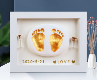Ywhalep Baby Handprint and Footprint Makers Kit Keepsake for Newborn Boys & Girls, Personalized Baby Frame Ornament, Memory Art Baby Gifts for Baby Registry Nursery Décor