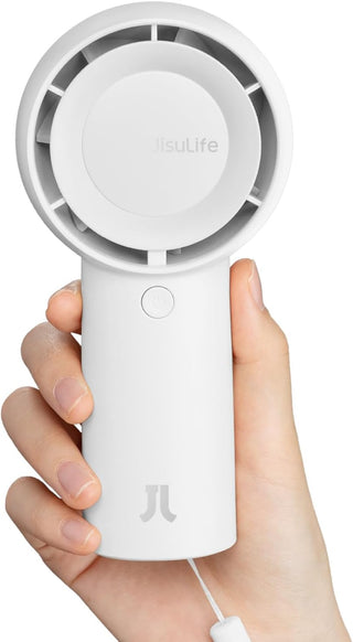 JISULIFE Handheld Turbo Fan [16H Max Cooling Time] Mini Portable Hand Fan, 4000mAh USB Rechargeable Personal Fan, Battery Operated Small Pocket Fan with 5 Speeds for Travel/Outdoor/Home/Office - Brown