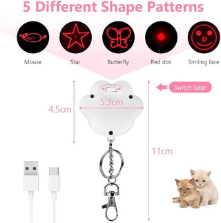 Mumoo Bear Cat Toys, Laser Pointer with 5 Adjustable Patterns, USB Recharge Laser, Long Range and 3 Modes Training Chaser Interactive Toy, Dog Laser Toy