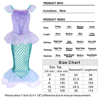 WonderBabe Little Girl Mermaid Princess Dresses Ariel Costume for Grils Birthday Party Halloween Cosplay Outfit with Accessories