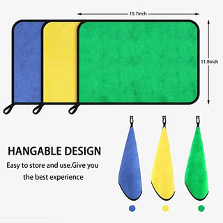 Showay 3pcs Microfiber Car Drying Towel for Car Cleaning and Detailing, Double Sided, Extra Thick Plush Microfiber Towel Lint Super Absorbent Detailing Towel for Car | Windows | Screen and Kitchen |