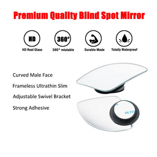 Ampper Blind Spot, 2" Round HD Glass Convex Rear View Mirror | Car | Pack of 2