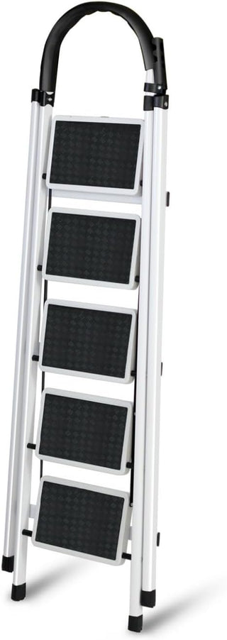 SKY-TOUCH Foldable Ladder 3 Steps, Home Ladder Folding Step Stool with Wide Anti-Slip Pedal, Adults Folding Sturdy Steel Ladder for Home,Kitchen, Garden, Office
