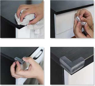 Gudui ‎SHOWAY Corner Guards (12 Pack) Clear Protectors | High Resistant Adhesive Gel Best Baby Proof Stop Child Head Injuries Tables, Furniture & Sharp Corners Proofing (L-Shaped).