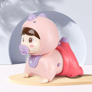 ECVV Baby Crawling Musical Toy Dinosaur Shape Sounds & Light Crawling Toys Tummy Time Learning Educational Toy for Toddlers (Pink)