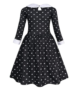 AmzBarley Girls Addams Costume Little Kids Addams Family Dress Up for Halloween Cosplay Birthday Party