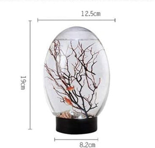 WABHDN Spherical Fish Tank Aquatic Ecosystem, Ecosphere Closed Aquatic Ecosystem, with LED Base Desktop Fish Tank,Blue