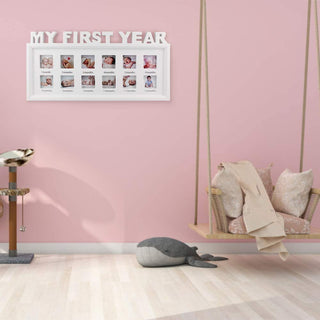 My First Year Frame Baby Picture Keepsake Frame for Photo Memories By Laster, White