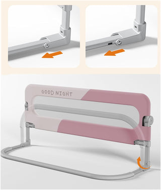 U-HOOME Bed Rails for Toddlers-Foldable Baby Bed Rails Guard,Kids'Bed Rails Guards,Safety Bed Fence Protector Rail,Adjustable Heights&Swing Down Bed Guard Rail for Queen King Twin Bunk (1.5m-pink)