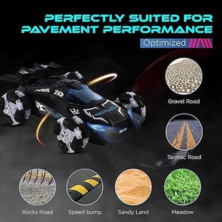 MONOCUS™ RC Car Stunt Toy, 2.4GHz Remote Control Car, Gesture Sensor Kids Car with Lights, Music, and Spray Launcher.
