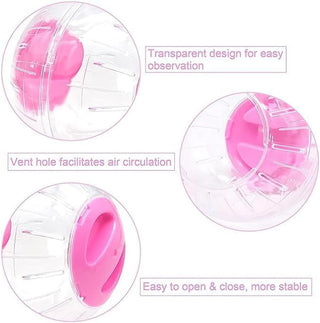 NeoStyle Hamster Exercise Ball, Transparent Hamster Sports Ball Running Hamster Wheel, Hamster Cage Accessories Guinea Pig Running Ball Toy (L (15cm), Pink)