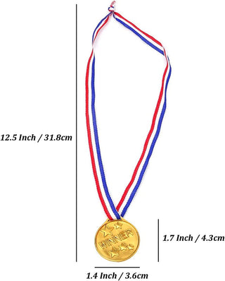 Party with Emma 30 Pcs Mini Gold Medals for Kids 1.5-Inch Participation Awards Neck Ribbon for Sports Tournaments Competitions Kids Awards Gold Medals Winner
