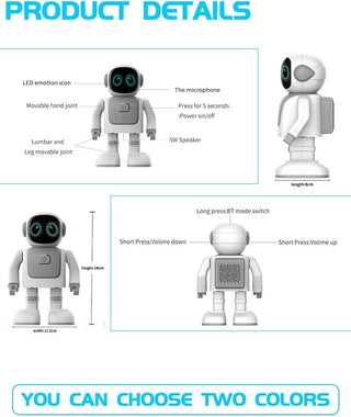 QuantumG - ROBERT APP CONTROLLED ROBOT AND BLUETOOTH SPEAKER WITH BUILTIN DANCING FEATURE AND APP CONTROLLED GESTURE MOVEMENTS, FUN TOY GADGET FOR KIDS AND BLUETOOTH SPEAKER