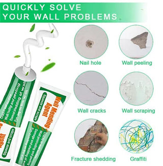 Wall Mending Agent Wall Repair Paste Kit: Drywall Repair Putty, Safe Wall Repairing Ointment，Wall Crack Repair Cream with Scraper, for Wall Wood Plaster Surface Repair, Easy to Fill (100g x2 Sets)