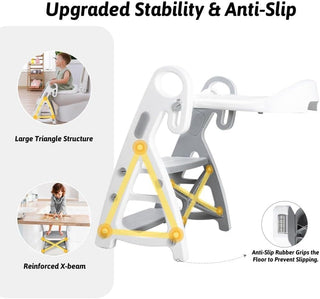KALEDE Potty Training Seat & Toddler Step Stool, Ultimate Stability Toddler Toilet Seat, Adjustable Step & Seat Height Potty Seats for Toddlers Boys Girls(Grey), RHP-246