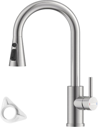 DAYONE Waterfall Kitchen Sink Tap with Pull Out Sprayer, Matte Black Kitchen Faucet Raindance 3 Modes, Modern Stainless Steel 1 Hole Sink Mixer, 360° Swivel & Single Handle, DAY-CR2546