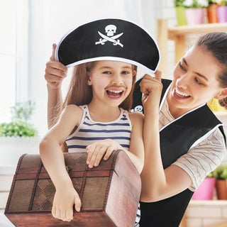 NALACAL Kids Pirate Costume Set, Pirate Captain Dress Up Outfits Playset with Pirate Hat Vest Coin Bag Eyepatch Hook, for Boys Girls Halloween Role Play Cosplay, 5Pcs - S Size