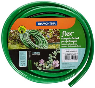 Tramontina Flex Hose With Threaded Couplings And Squirt In Pvc Green 10M