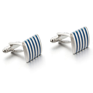 French Shirt Cufflinks Business Blue Stripes